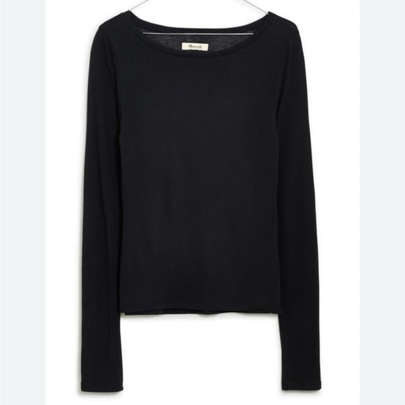 Madewell Sheer Women's Black Long Sleeve Lightweight Crewneck Top Size XS - Picture 1 of 6